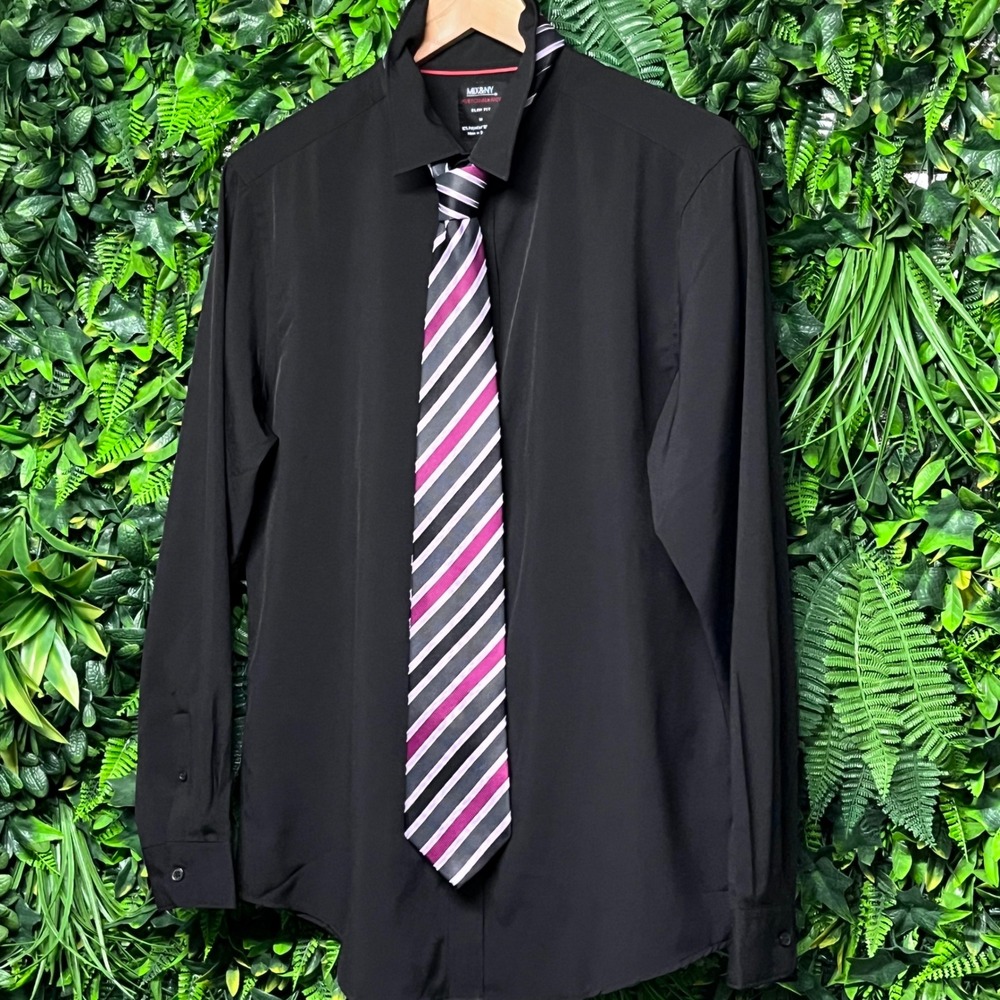 Frangi Men's Tie Made‎ in Italy Silk Necktie Striped Gray Purple Black 3137